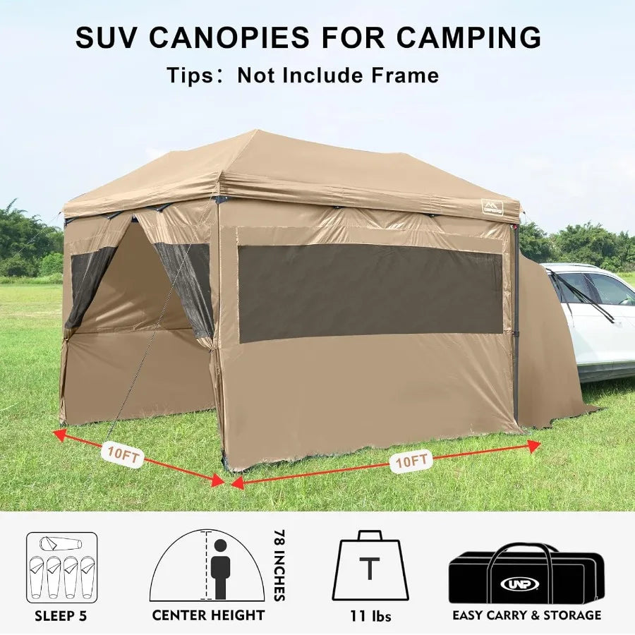 5pcs Sidewalls for 10X10 Commercial Instant Canopy Tent Converts Canopy into Tent for Camping with Removable SUV Tailgate - Kha