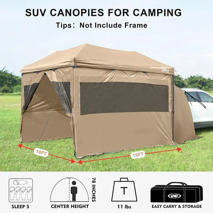 5pcs Sidewalls for 10X10 Commercial Instant Canopy Tent Converts Canopy into Tent for Camping with Removable SUV Tailgate - Kha