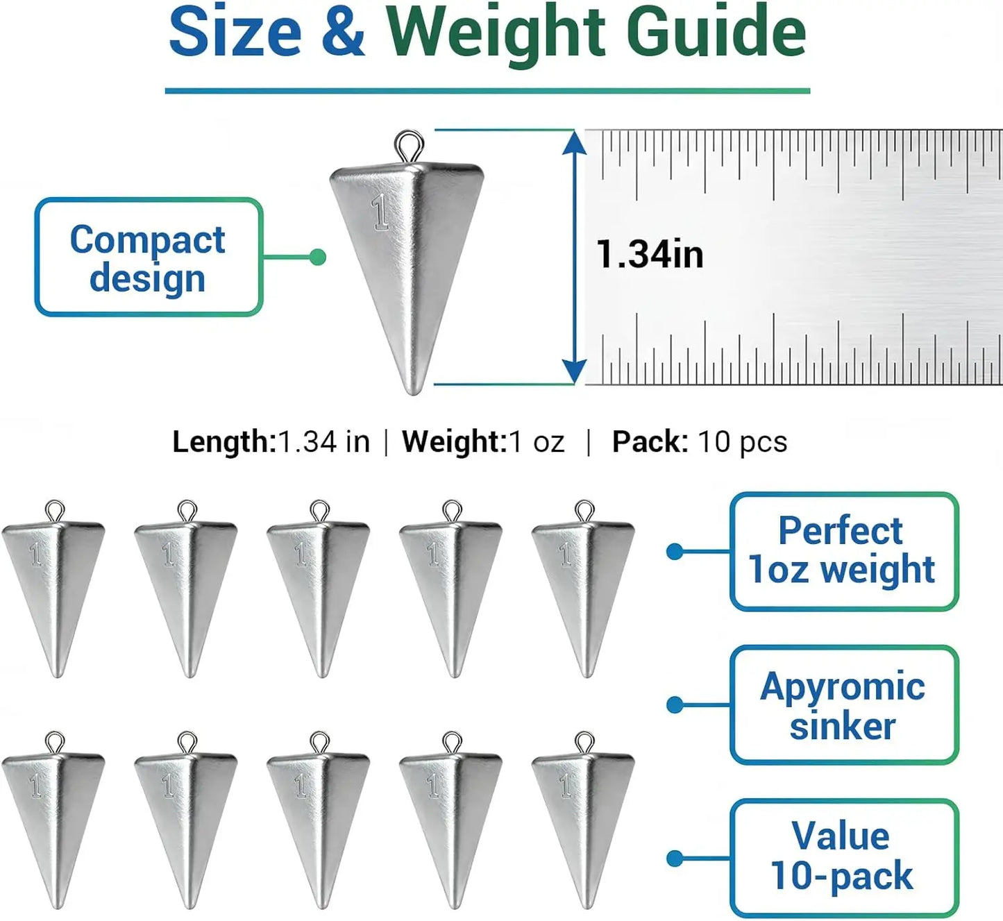 Fishing Weights Pyramid Sinkers Kit 1oz 2oz 3oz 4oz for Ocean Saltwater Surf Fishing Gear Tackle