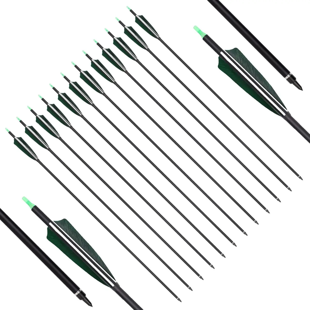 YLS 500 Spine Arrows 30 In Carbon Arrows 4" Turkey Feather Archery Target Practice Hunting Arrows with for Recurve Bow Long Bow