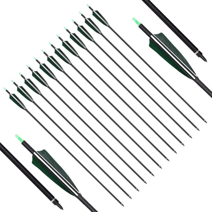 YLS 500 Spine Arrows 30 In Carbon Arrows 4" Turkey Feather Archery Target Practice Hunting Arrows with for Recurve Bow Long Bow