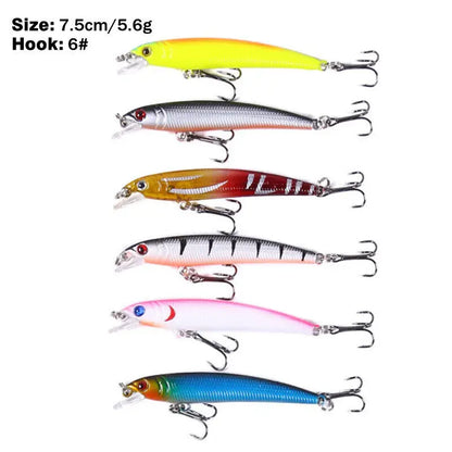 43PCS Lot Mixed Minnow Fishing Lures Hard Bait Crankbaits Bass Hooks Tackle
