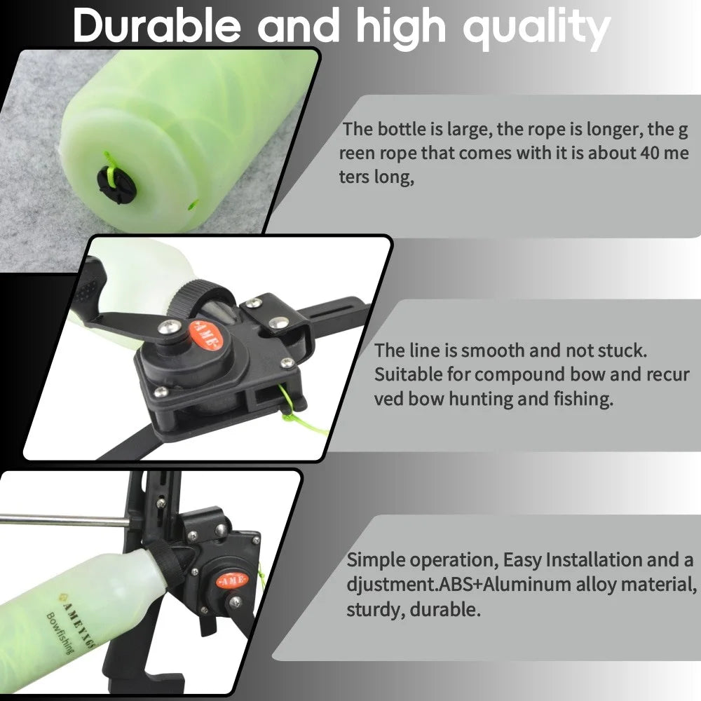 Archery Fishing Reel Rope Pot Fishing Tackle ABS Aluminum Alloy Pot 40m Fishing Line for Compound Bow Shooting Hunting Tool