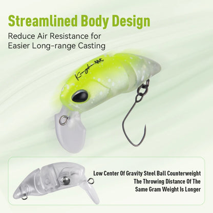 Kingdom 3pcs/pack 2 Section Minnow Lure  2.3g 37mm Floating S-shaped wobble Artificial Baits Topwater Swimbaits For Bass Trout Pike Fishing