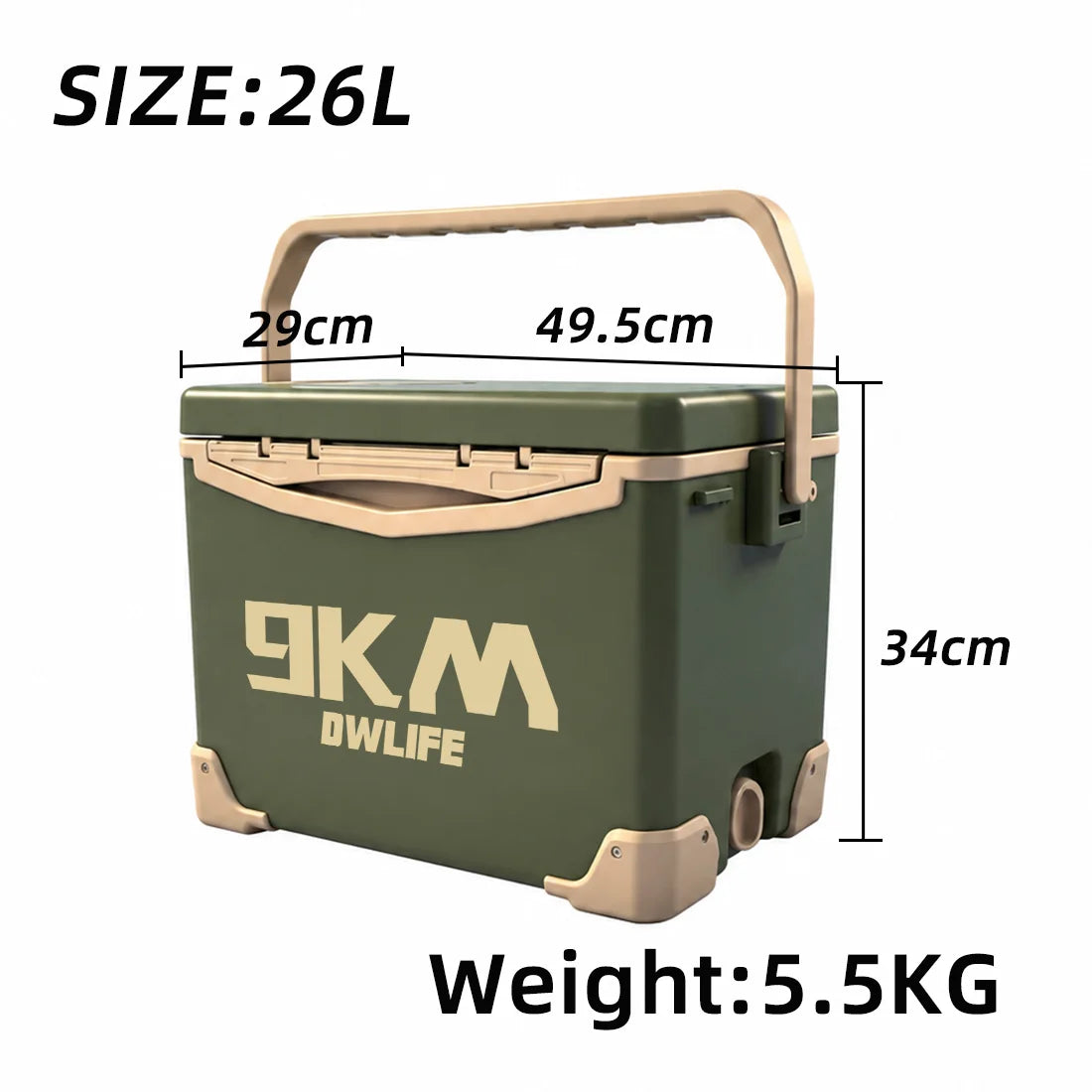 9KM 10L 18L 26L Fishing Cooler Box Fishing Bucket Storage Tackle Box Outdoor Insulated Ice Chest Box for Fishing Camping Boating