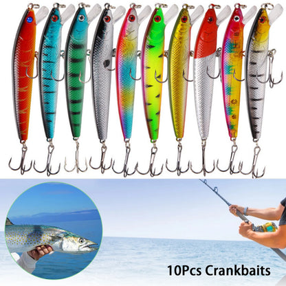 10PCS 10cm 9g Sinking Minnow Fishing Lure Long Casting Wobbler Crankbait Artificial Hard Bait for Bass Pike Trout Fishing Tackle