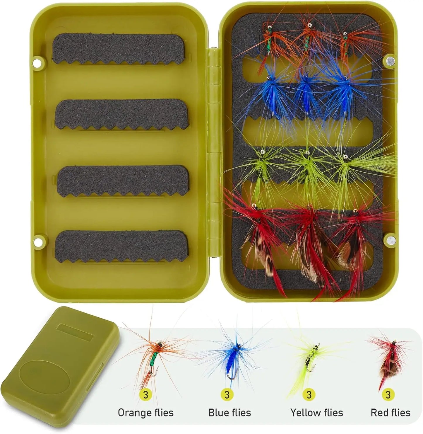 Fly Fishing Rod and Reel Combo Starter Kit, Carbon Fiber 4-Piece Rod, Aluminum Reel, Flies, Line, Case - Lightweight Portable