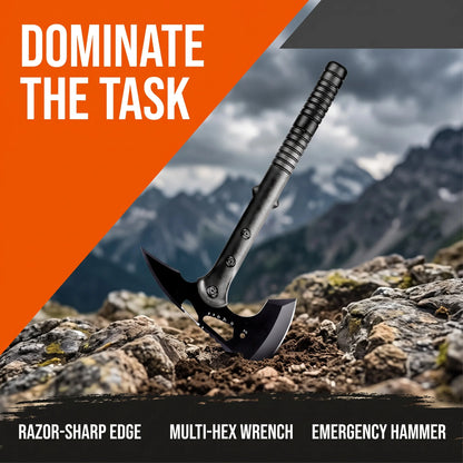 Multifunctional Outdoor Camping Utility Axe Non-slip Ribbed Handle Triple Rivet Reinforced With Bottle Opener Hex Wrench Emergency Hammer Portable Survival Gear For Camping Hiking Backpacking