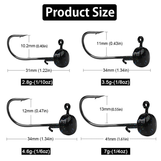 25Pcs Ned Rig Jig Heads Baits Hooks Finesse Mushroom Fishing Bass Trout Crappie Jig Hooks for Soft Plastic Fising Lure