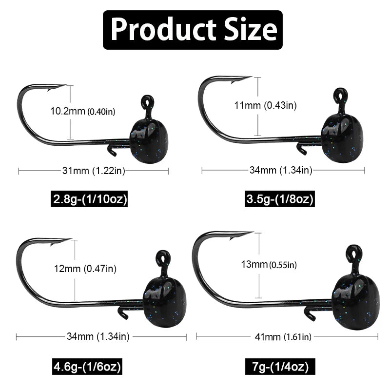 25Pcs Ned Rig Jig Heads Baits Hooks Finesse Mushroom Fishing Bass Trout Crappie Jig Hooks for Soft Plastic Fising Lure