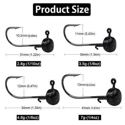 25Pcs Ned Rig Jig Heads Baits Hooks Finesse Mushroom Fishing Bass Trout Crappie Jig Hooks for Soft Plastic Fising Lure