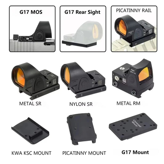 SR RM Mini Red Dot Sight Collimator Scope For Glock 17 Rear Sight Mount Hunting Optics Holographic Hot 20mm Rail Scope