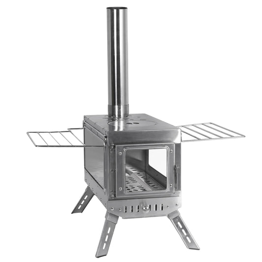 Stainless Steel Firebox with Chimney Pipe Fireplace Burning Stove Rust Proof for Tents Shelters Camping