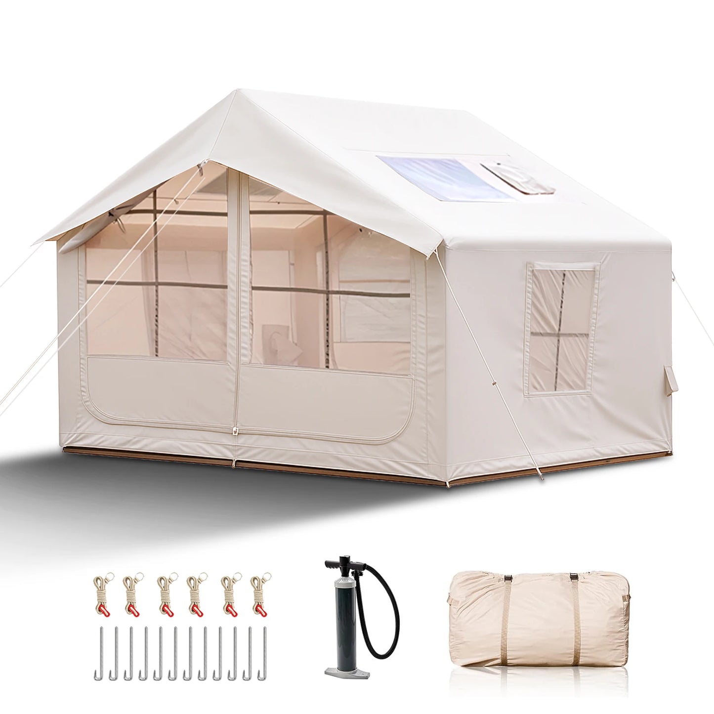 80.7 Square Feet Inflatable Tent with Air Conditioning Vent,4 Season Glamping Blow up Tent for Camping,Waterproof Oxford Fabric