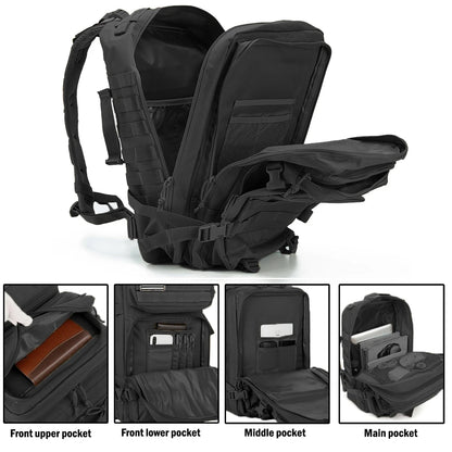 45L Tactical Fishing Backpack MOLLE System Large 3 Day Outdoor Hiking Hunting Rucksack Durable Travel Gear Bag For Men