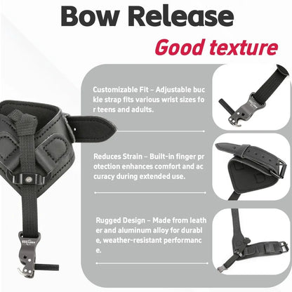 Archery Release Aids Index Finger Hook Compound Bow Hunting Wrist Strap Trigger Leather + Alloy Target Shooting Accessory
