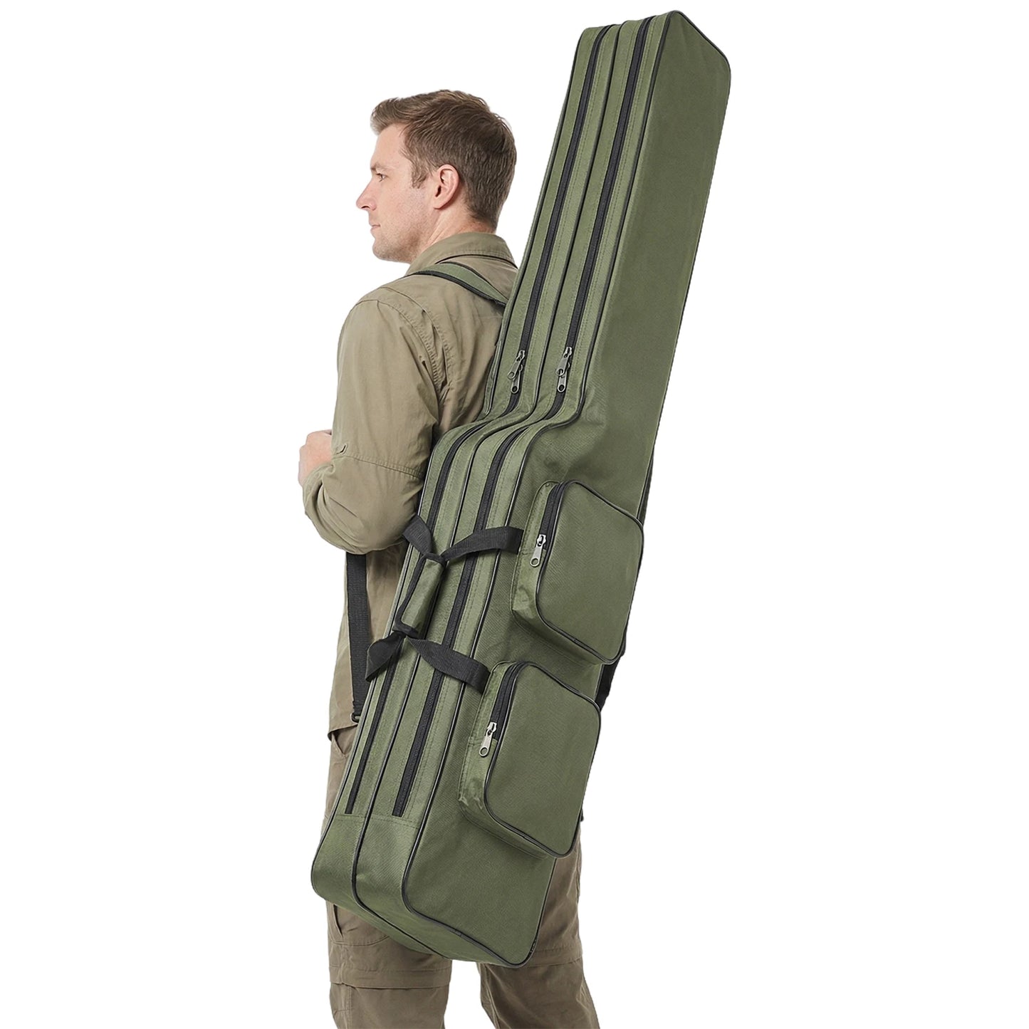 Fishing Pole Storage Bag 150cm Folding Rod Carry Case Waterproof Oxford Large Capacity for Men Family Travel Gifts