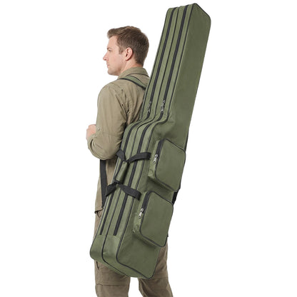 Fishing Pole Storage Bag 150cm Folding Rod Carry Case Waterproof Oxford Large Capacity for Men Family Travel Gifts
