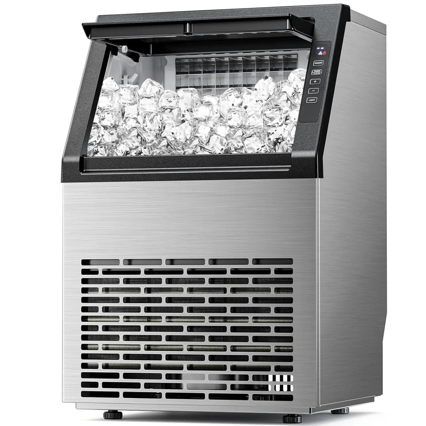 Commercial Ice Maker 80Lbs/24H Freestanding 24Lbs Storage Self-Cleaning LCD Stainless Steel for Home Bar Restaurant, Custom
