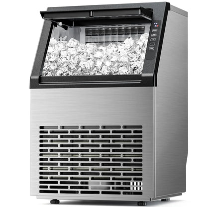 Commercial Ice Maker 80Lbs/24H Freestanding 24Lbs Storage Self-Cleaning LCD Stainless Steel for Home Bar Restaurant, Custom