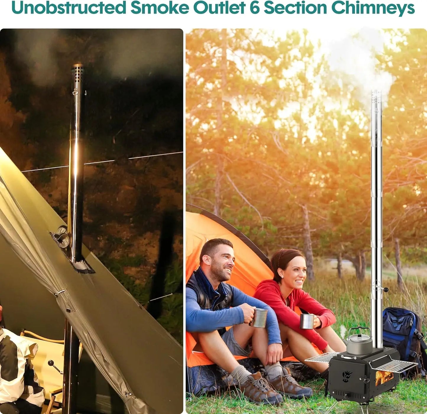 Outdoor Portable Wood Stove, Tent Stove,Wood Burning Stove for Camping,Cast Iron Wood Stove,Tent Heaters for Camping, Includes C