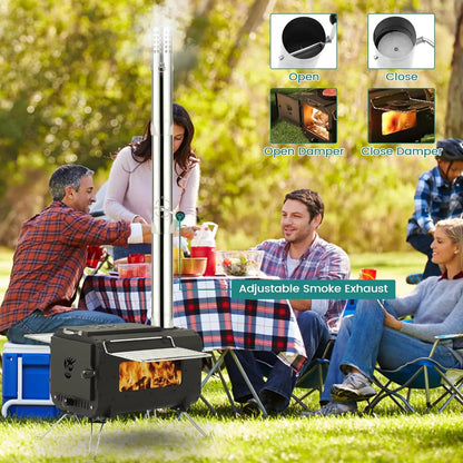 Outdoor Portable Wood Stove, Tent Stove,Wood Burning Stove for Camping,Cast Iron Wood Stove,Tent Heaters for Camping, Includes C