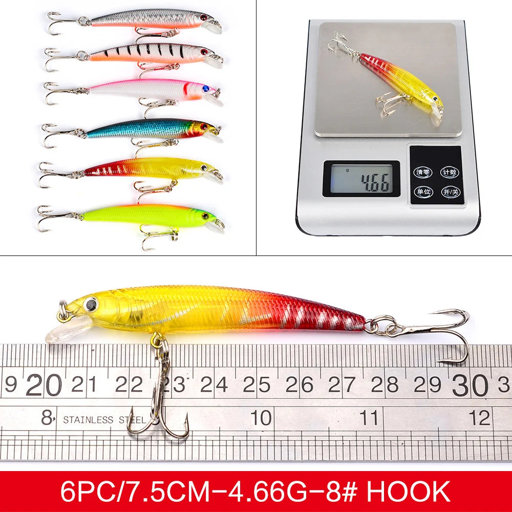 43Piece Fishing Lures Kit for Saltwater and Freshwater Fishing Gear Gifts for Men Soft Hard Fishing Lures Baits Set with Hooks