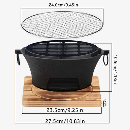 KL1 Cast Iron Oven Fireplace Charcoal And Alcohol Stove Barbecue Family Outdoor Picnic Water Tea Boiling Stove Garden Camping