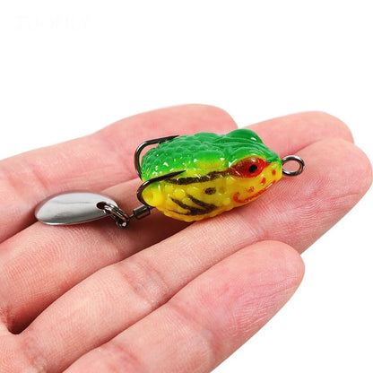2.5cm/3g Mini Thunder Frog Soft Fishing Lures Artificial Bait Fishing Wobbler Silicone Baits with Metal Glitter Frog Lure Trout