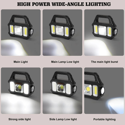 2000LM Solar-Powered LED Flashlight - Rechargeable Camping/Work Light with 6 Modes, IPX7 Waterproof for Outdoor Emergency Hiking