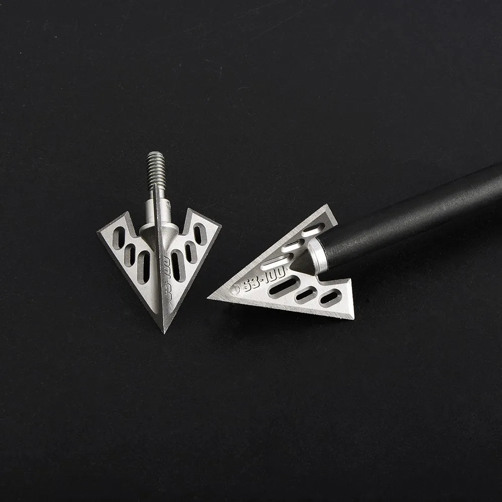 100Grain Hunting Broadhead Archery Blade Arrowheads Bow Shooting Aluminum Point Screw In Point Silver Aluminum alloy
