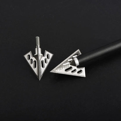 100Grain Hunting Broadhead Archery Blade Arrowheads Bow Shooting Aluminum Point Screw In Point Silver Aluminum alloy