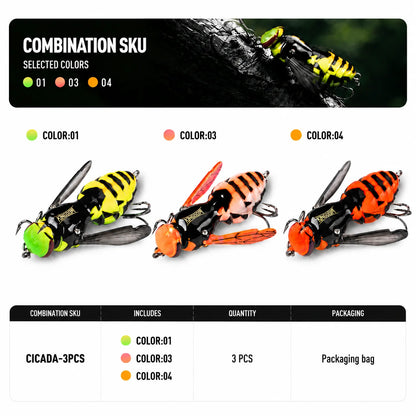 Kingdom 3pcs Floating Wasp Bait 4.2g 6.6g 40mm 48mm Artificial Insect Bionic Fishing Lure Hard Baits Bass Pike Fishing Wobbler