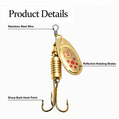 10Pcs Gold & Silver Spinning Sequins Fishing Lures Anti‑Corrosion Metal Spoon Bait Hard Spinner‑Bait for Freshwater Bass Trout