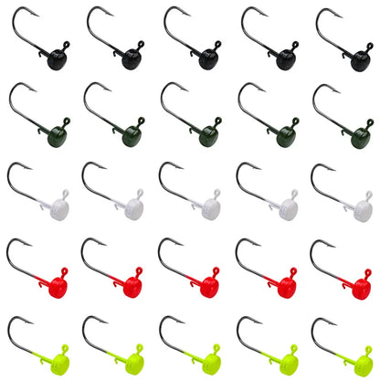 25Pcs Ned Rig Jig Heads Baits Hooks Finesse Mushroom Fishing Bass Trout Crappie Jig Hooks for Soft Plastic Fising Lure