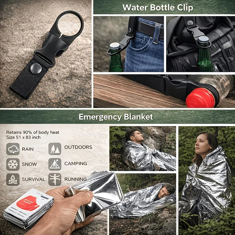 240 Survival Kit for Outdoor Adventure Travel Camping Sports Office Car School Emergency First Aid Equipment Tool Gift for Men And Women