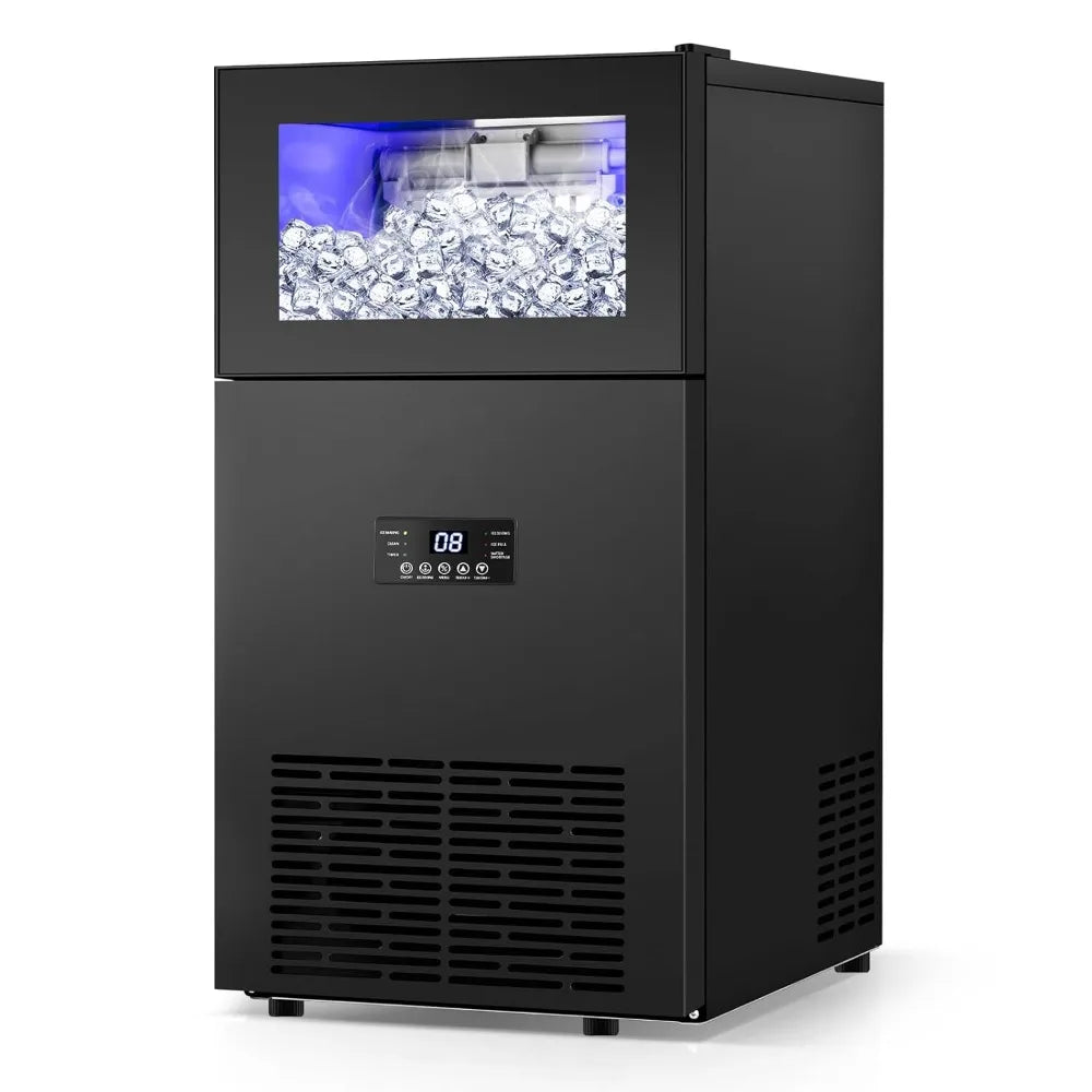Commercial Ice Maker 160Lbs/24H 35Lbs Storage 15" Wide Under Counter 63 Cubes Self Clean Stainless Steel Built-in, Custom
