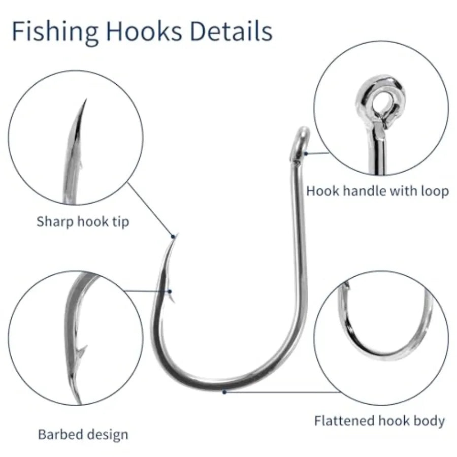 300PCS Fishing Hooks 18 Sizes High-Carbon Steel Barbed Fish Hooks with Holes Fishing Gear with Storage Box Suitable for Fishing
