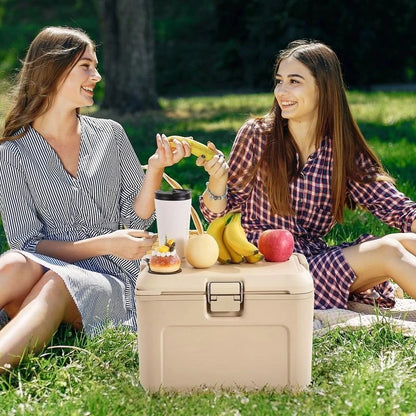 Portable Cooler, 16.5 QT Hard Cooler with Ice Retention, Heavy-Duty Handles and Cup Holder, Lightweight Rigid Material Insulated Portable Cooler, Suitable for Family Picnics and Short Trips