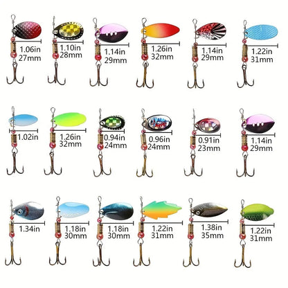 30pcs Fishing Lures Set Spinners Spoons Crankbaits Bass Metal Jigs