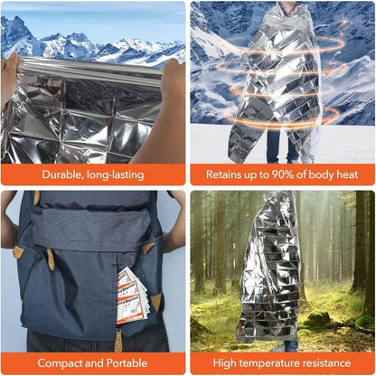6 Pack Emergency Mylar Blanket, Emergency Blanket Space Blanket Survival Rescue Insulating Reflective foil kit Outdoors Hiking
