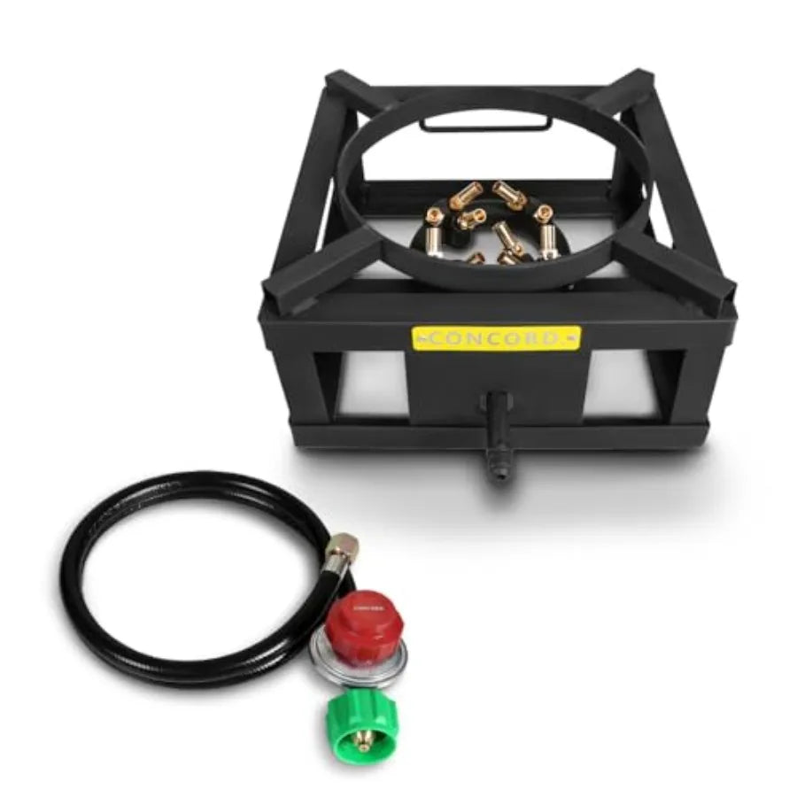 12 Single Propane Outdoor Burner with Built-in Wok Ring 45000 BTU Stainless Steel Black Ideal for Stir Frying Camping Side Burn