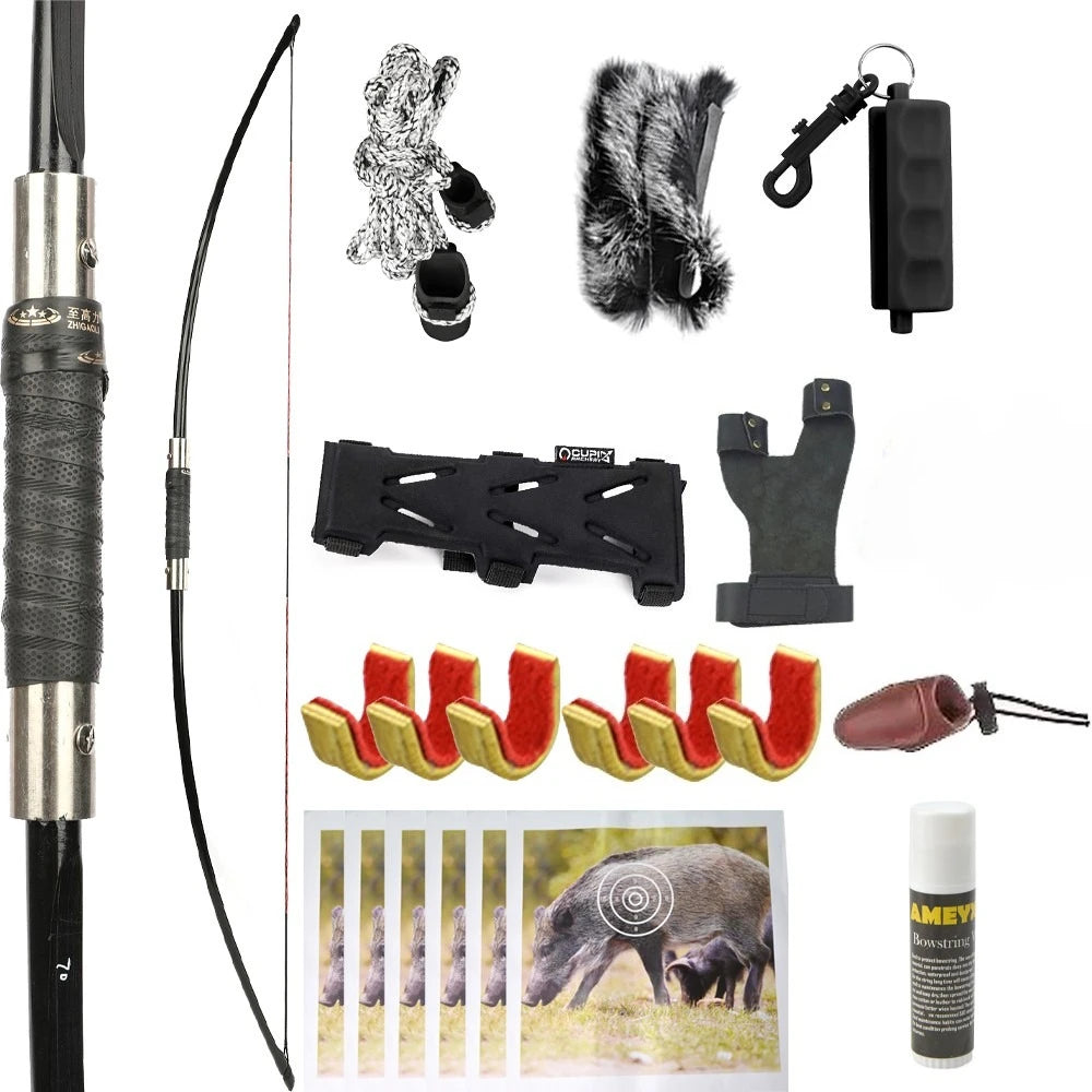 65" English Traditional Longbow Set 60/65/70lbs Archery Takedown Bow Hunting Adult Target Practice