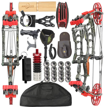 Let off 80% Compound Dual-use Bow Set 19" Axle 30-60lbs Hunting Steel Ball 420FPS Right Hand for Adults Hunting Shooting