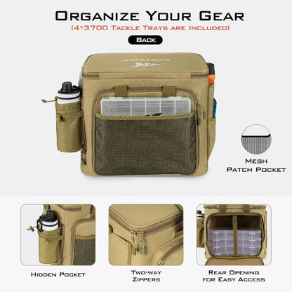 KastKing Karryall Fishing Tackle Bags with 4 3700 Tackle Trays for Saltwater and Freshwater Fishing Durable Fishing Gear Storag