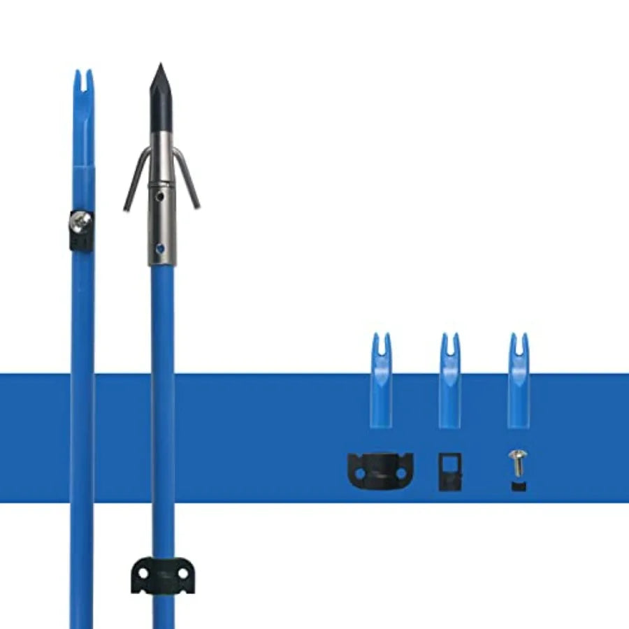 34inch Bowfishing Arrows Solid Fiberglass Shaft with Broadhead for Compound Bow and Recurve Bow Fishing Arrow Archery and Hunti