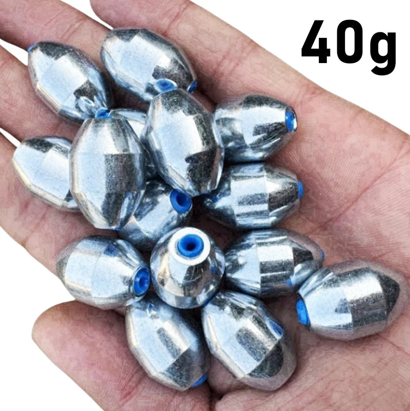 10PCS 20g 25g 30g 40g 50g Fishing Sinker Casting Fishing Alloy Weights Soft Core Deep Water Weight Sinker for Tackle Accessories