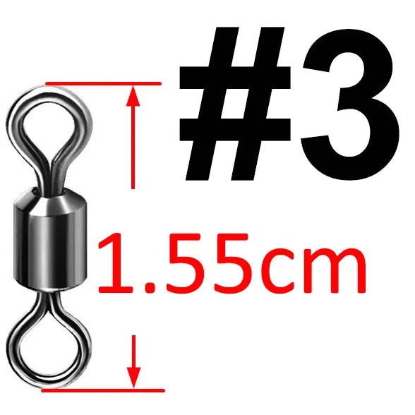 50pcs Bearing Swivel Fishing Connector Stainless Steel Carp Fishing Accessories Tackle Snap Fishhook Lure Solid Ring Swivel