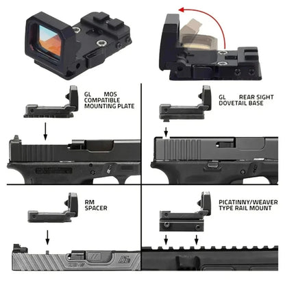 Tactical VISM PRO Flip Up Red Dot Sight Hot 20mm Rail Riflescope Collimator Sight RM Scope With GLK Rear Sight Mount