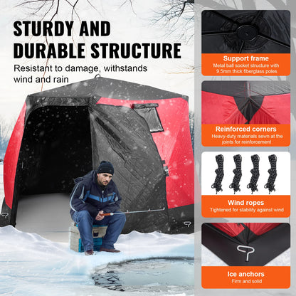 SucceBuy Portable Ice Shelter Insulated Pop-Up Ice Fishing Tent Thermal Ice Shanty for Winter Fishing Ice Cube with Carrying Bag